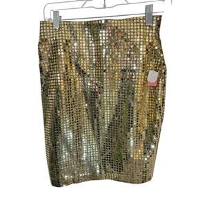 NWT Marnie West Gold Sequin Sparkle Club Party Tour Mini Skirt Juniors Size 11